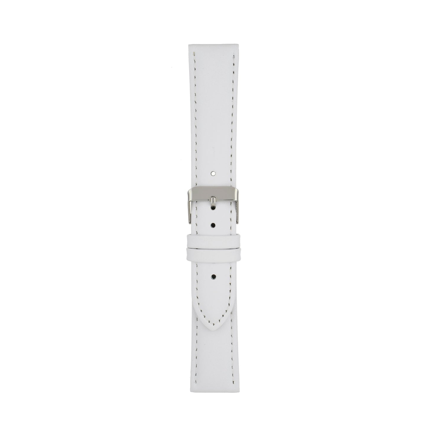 White Economy Padded Leather Watch Strap — joined view