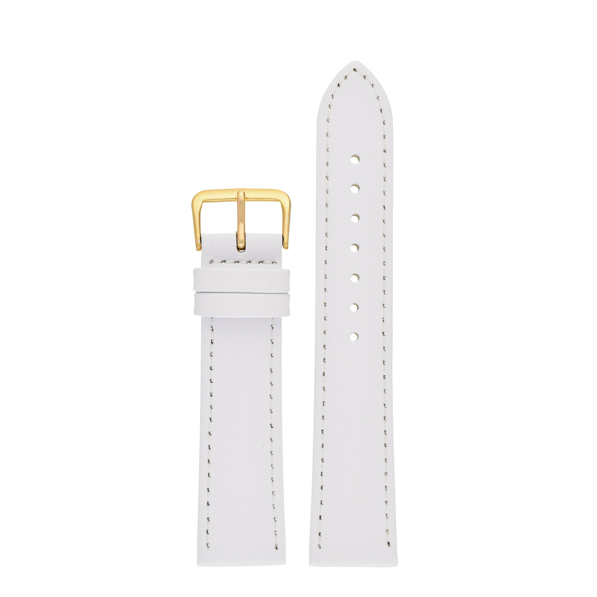 White Economy Plain Leather Watch Strap — front view