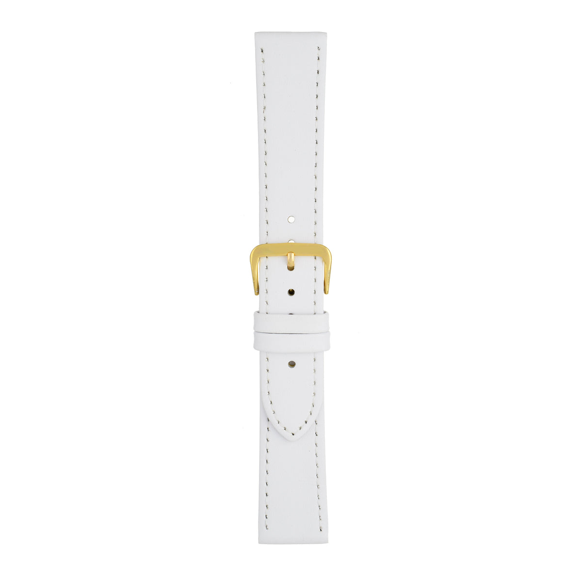 White Economy Plain Leather Watch Strap — joined view