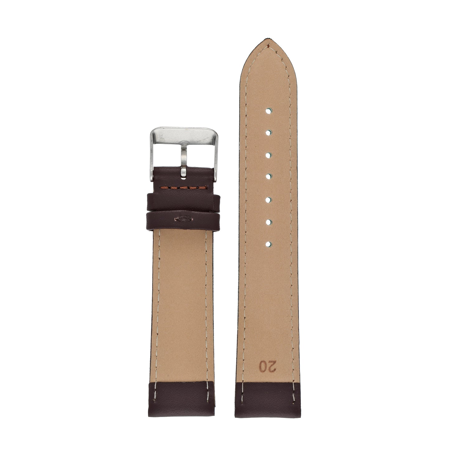 Tan Economy Padded Leather Watch Strap — back view