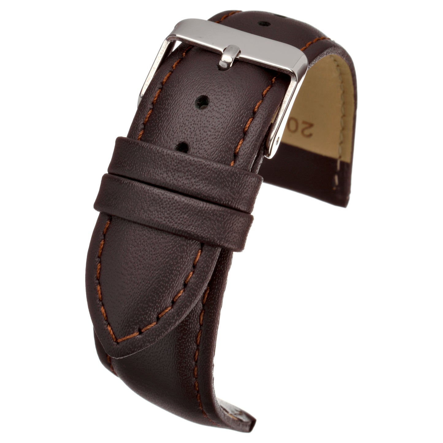 Tan Economy Padded Leather Watch Strap — curved view
