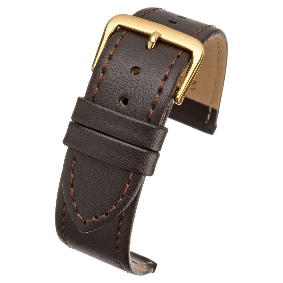 Tan Economy Plain Leather Watch Strap — curved view