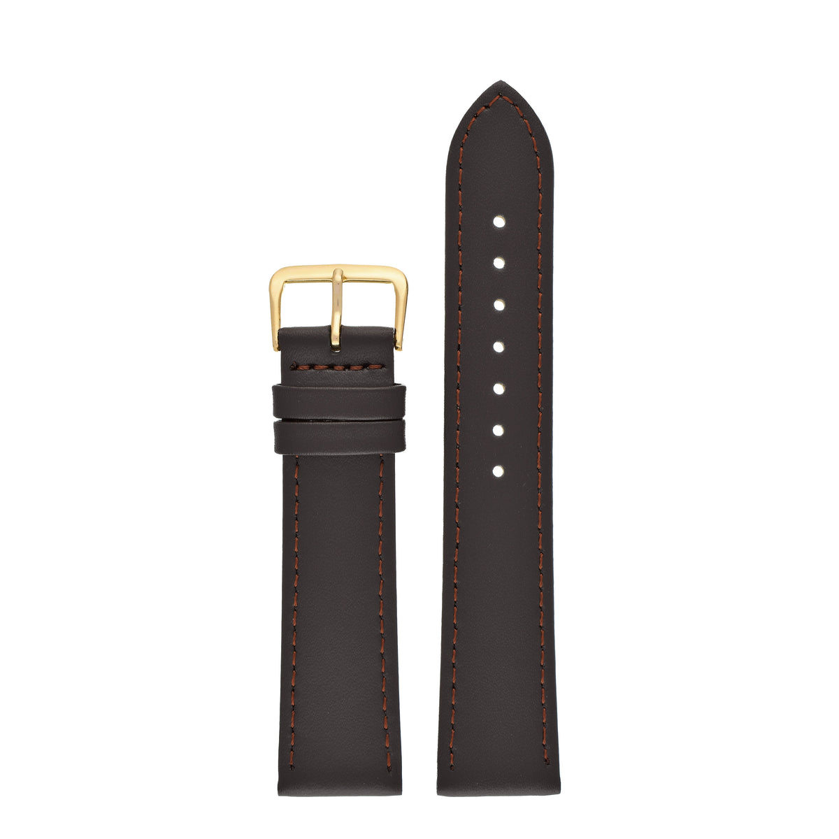 Tan Economy Plain Leather Watch Strap — front view