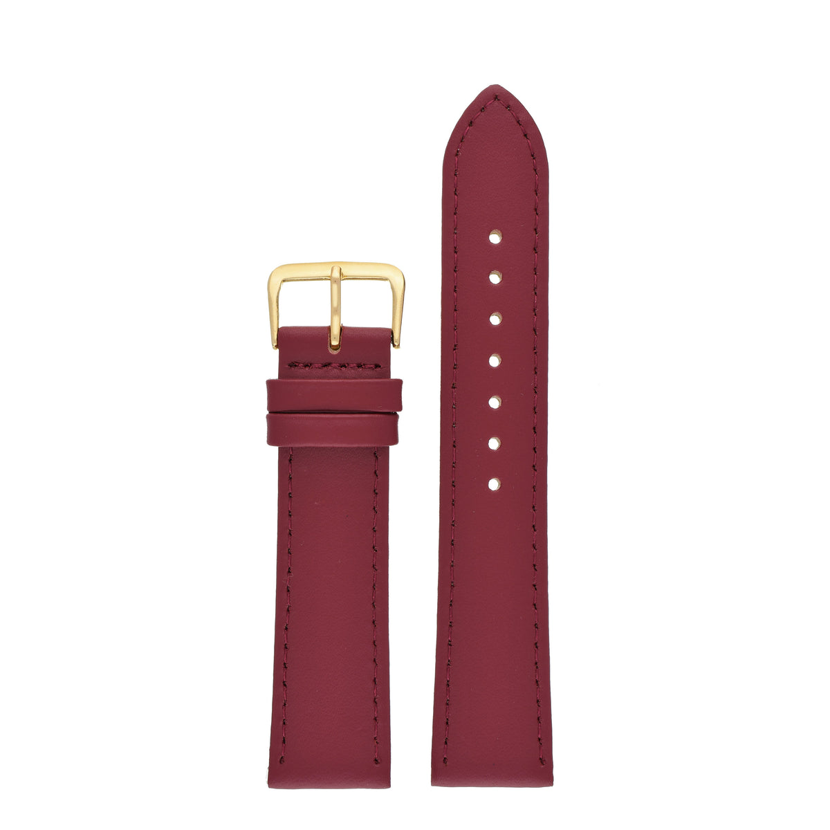 Red Economy Plain Leather Watch Strap — front view