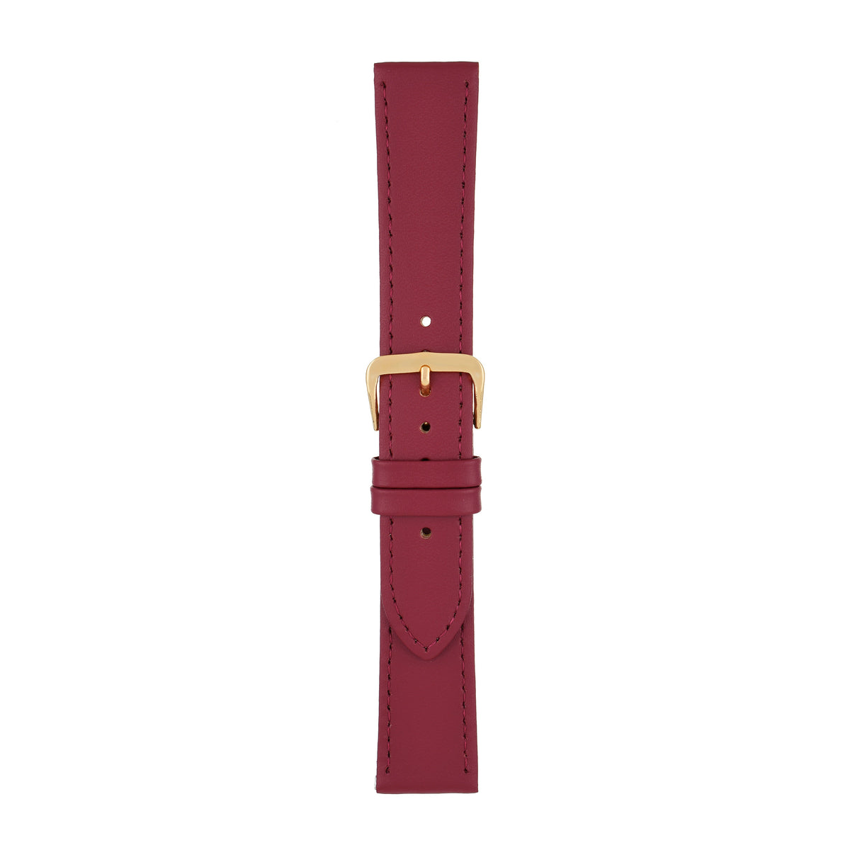 Red Economy Plain Leather Watch Strap — joined view