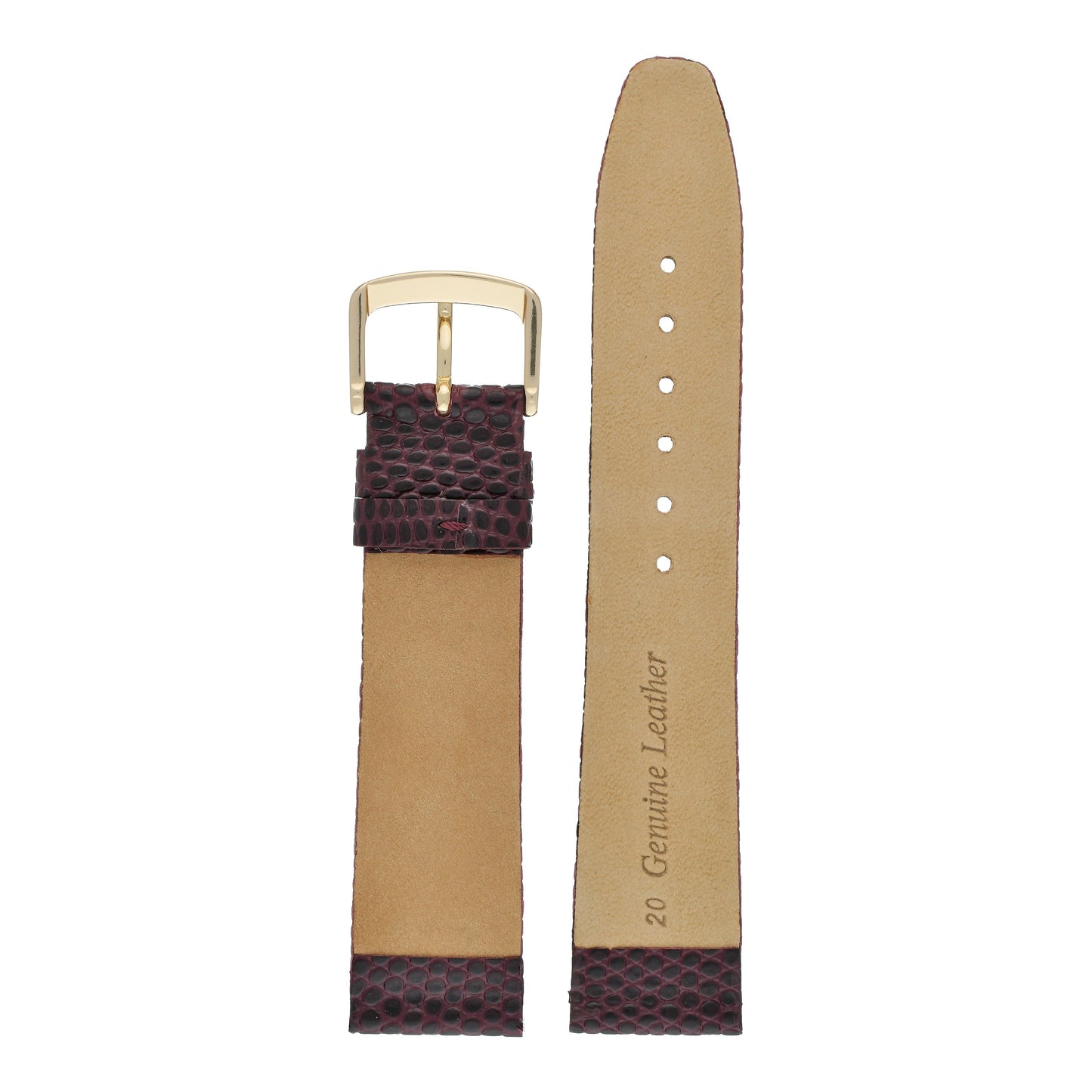 Flat Lizard Grain Leather Watch Strap