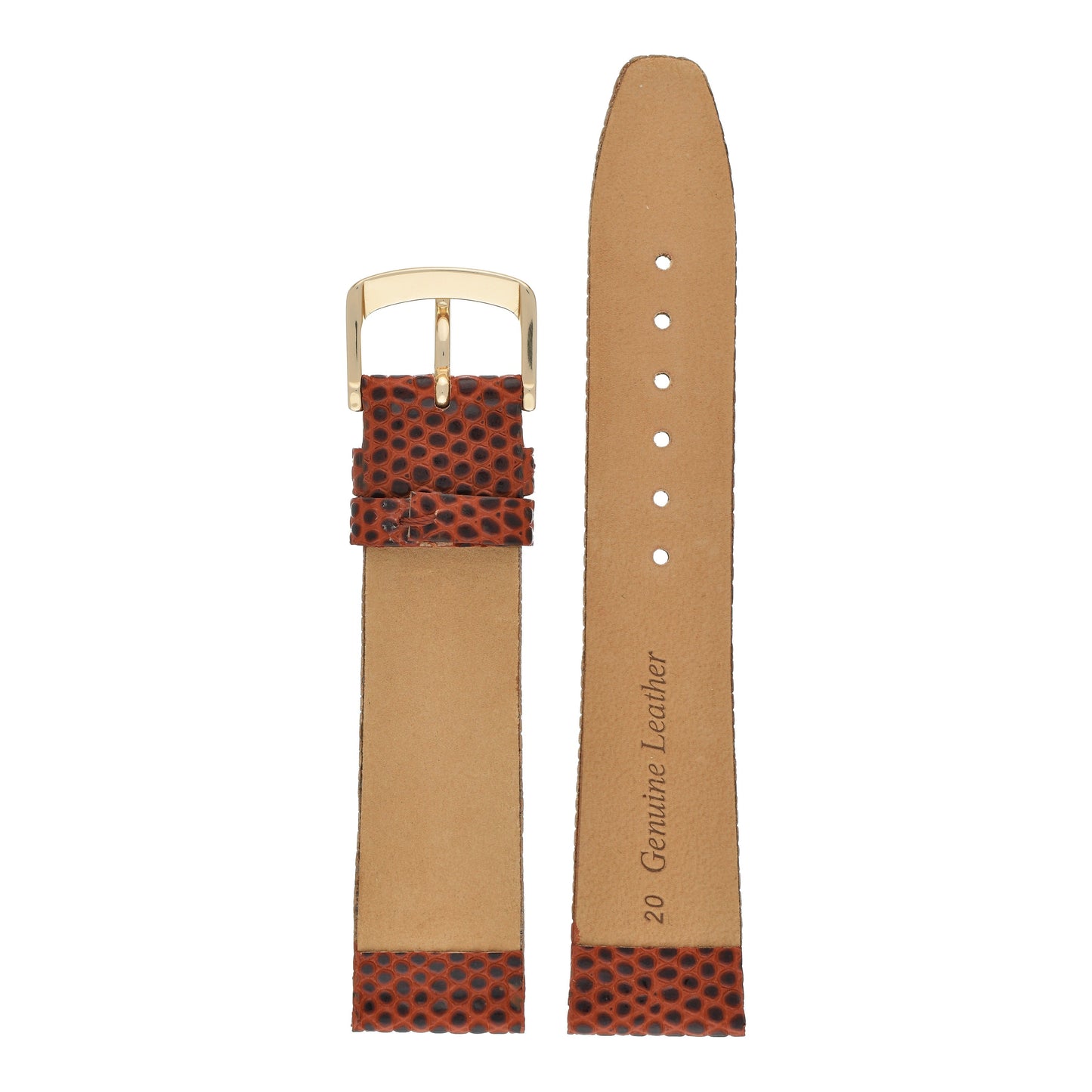 Flat Lizard Grain Leather Watch Strap