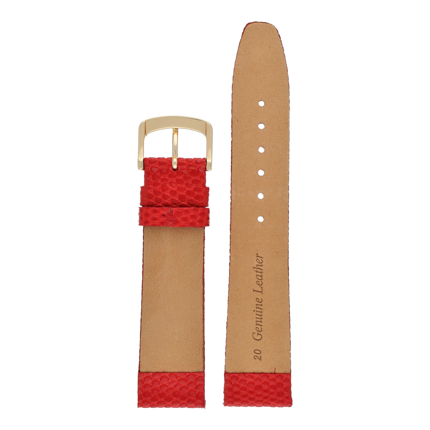 Flat Lizard Grain Leather Watch Strap