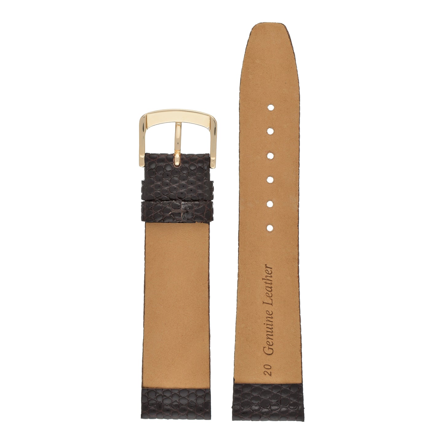 Flat Lizard Grain Leather Watch Strap