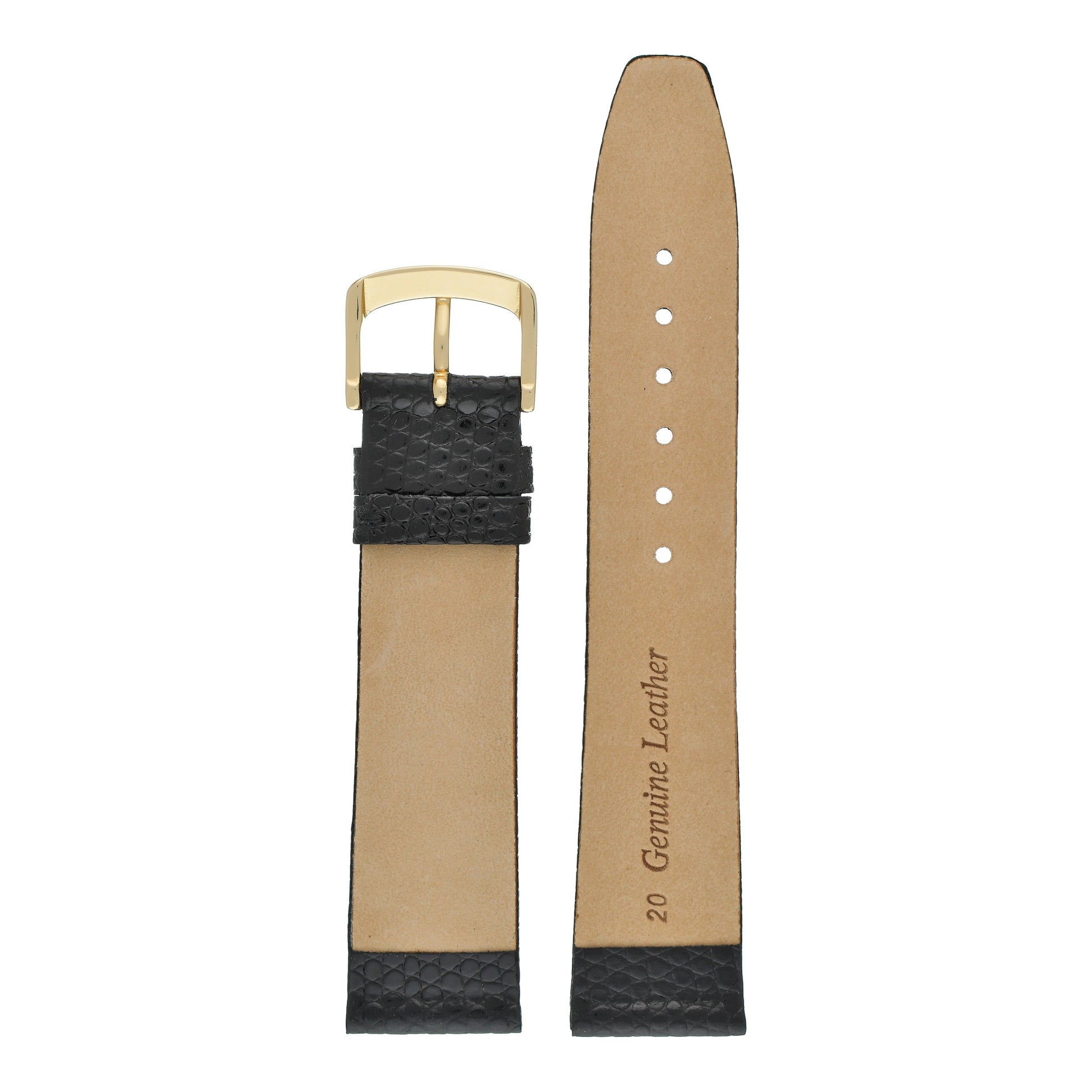 Flat Lizard Grain Leather Watch Strap