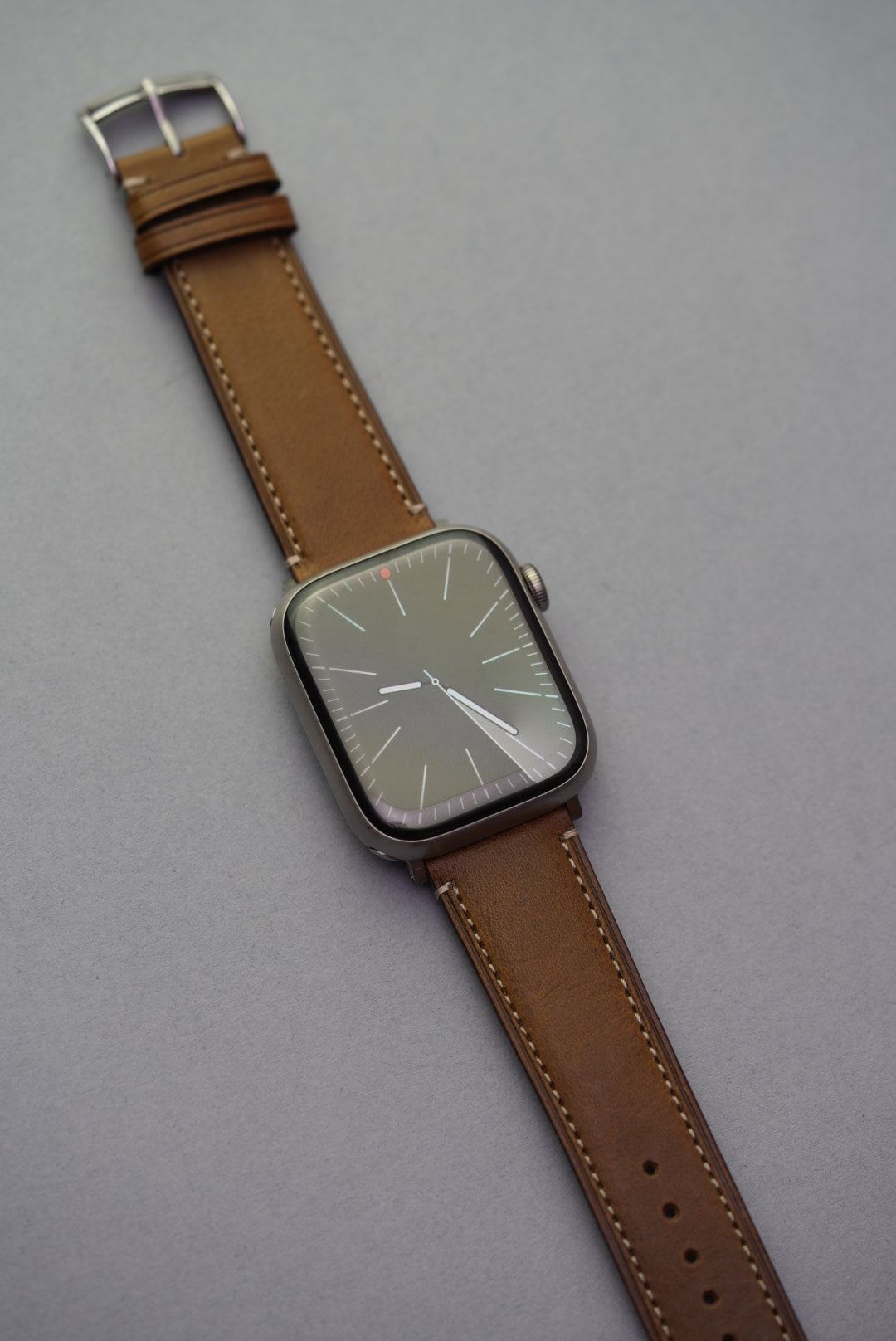 Green fine grain calfskin leather strap with Apple Watch connectors for all series