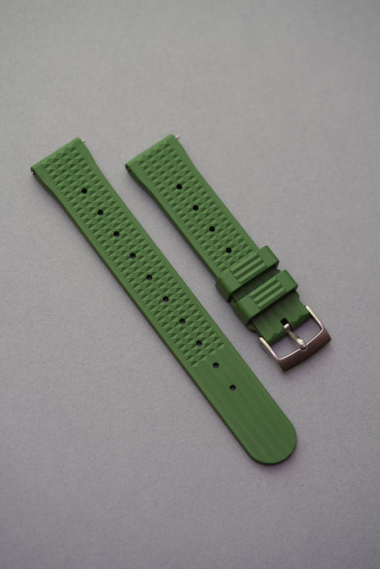 Green fkm waffle rubber moonswatch strap strap replacement for Tudor Black Bay