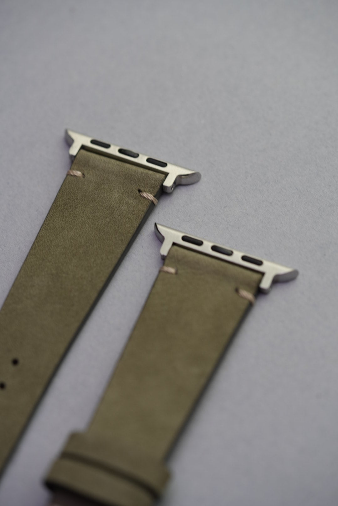 Green calfskin watch strap without Apple adapters, perfect for vintage or modern watches