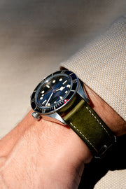 Tuscan Pueblo Leather Strap with Contrast Stitch – Straps For Tudor – Green