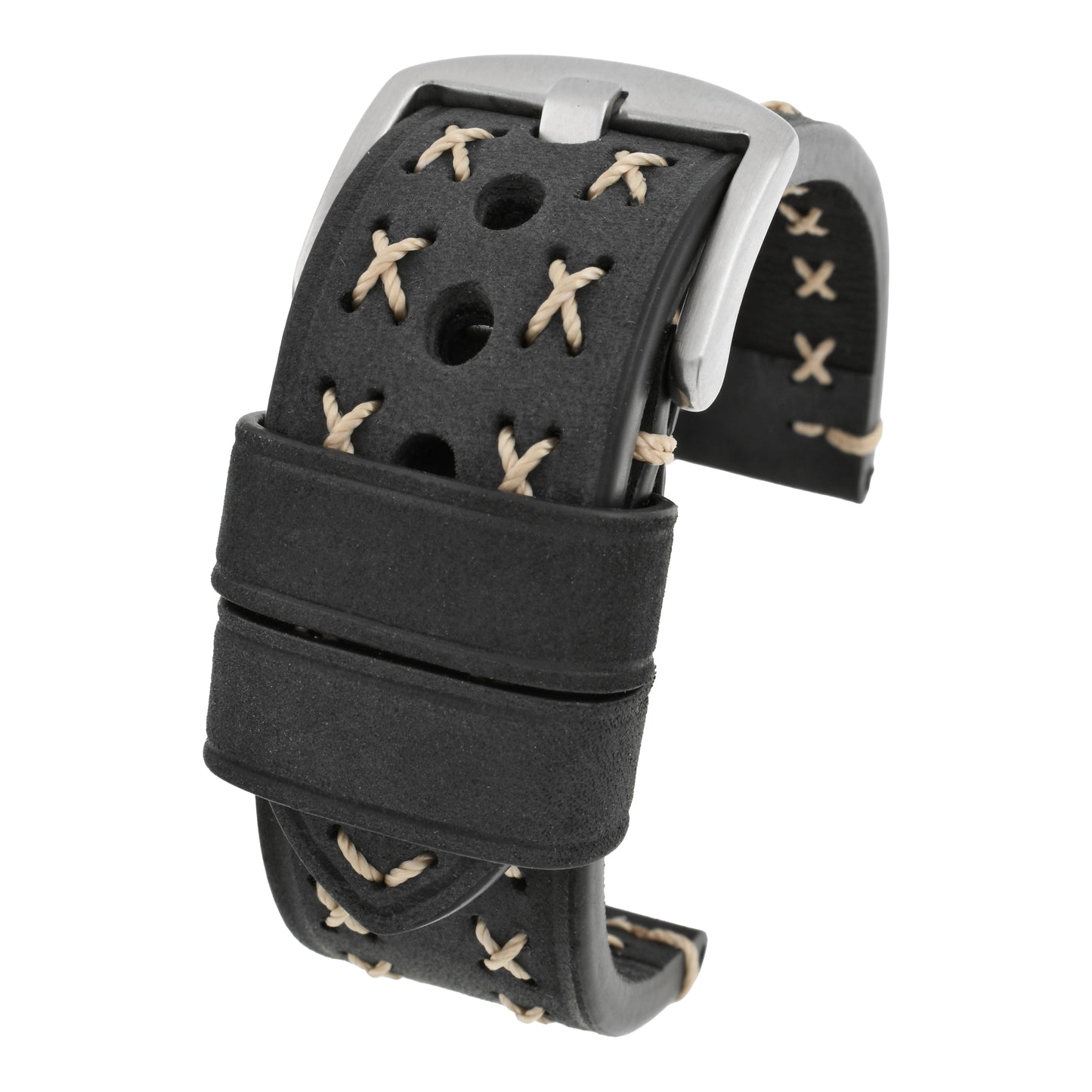 Heavy Cross Stitch Leather Watch Strap
