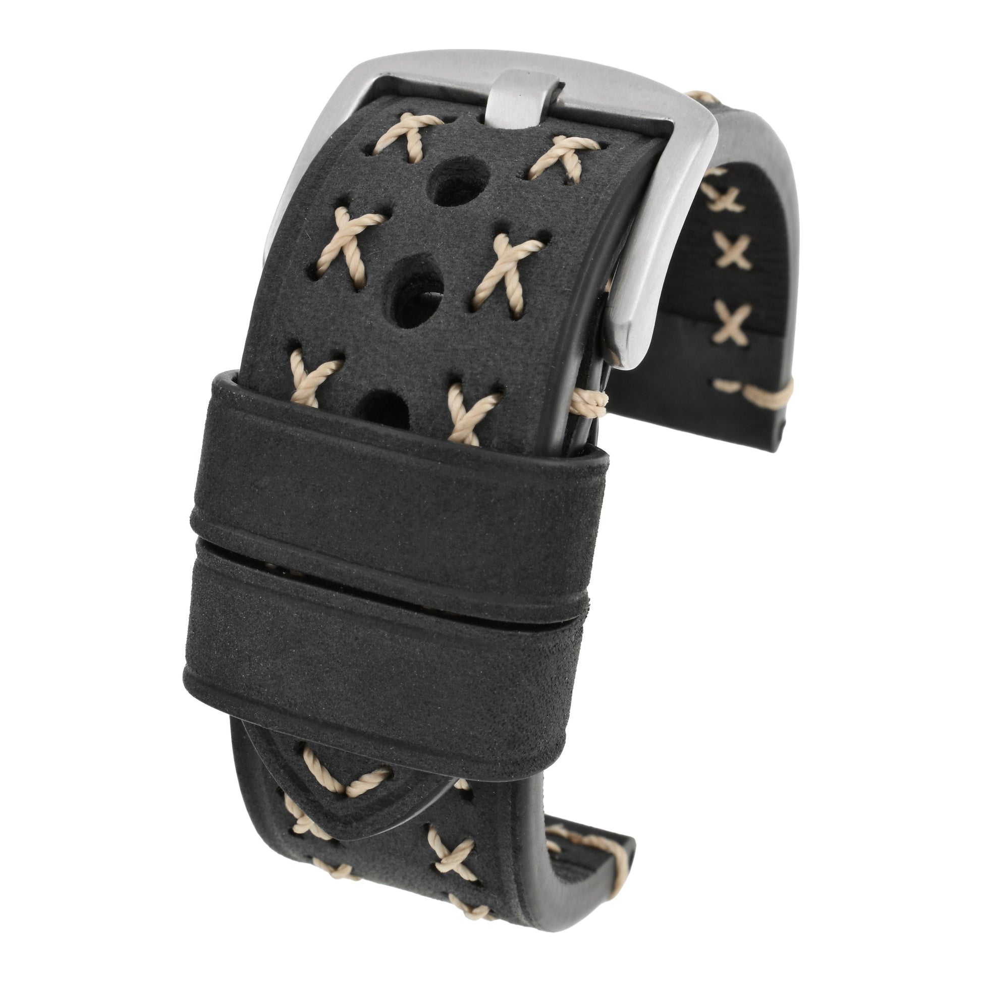 Heavy Cross Stitch Leather Watch Strap