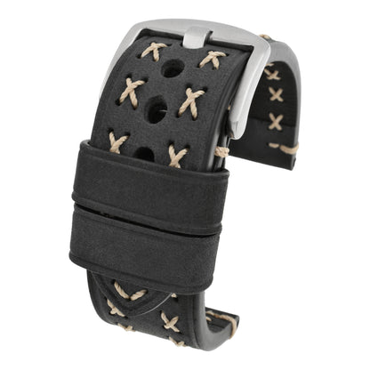 Heavy Cross Stitch Leather Watch Strap