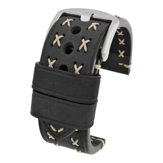 Heavy Cross Stitch Leather Watch Strap