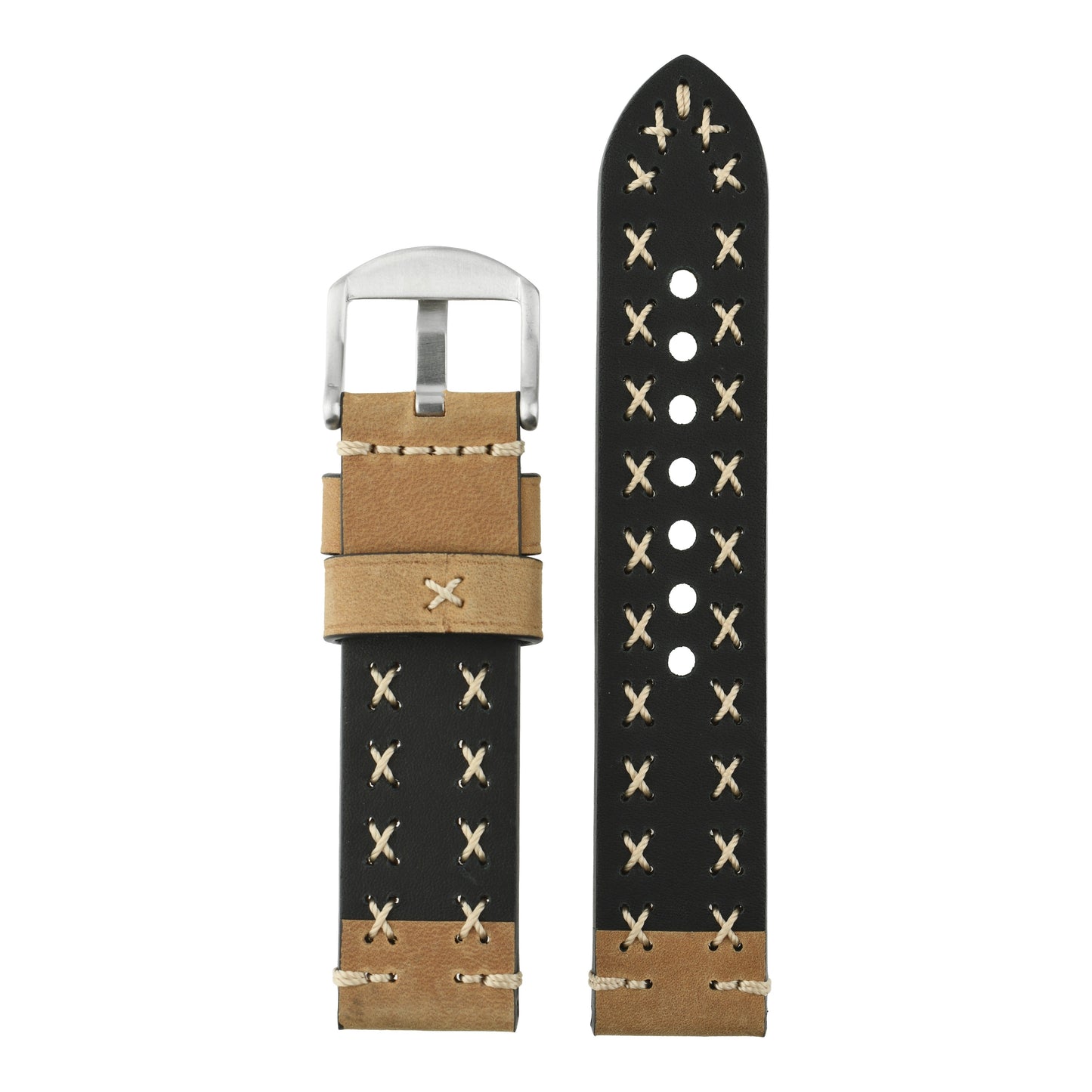 Heavy Cross Stitch Leather Watch Strap