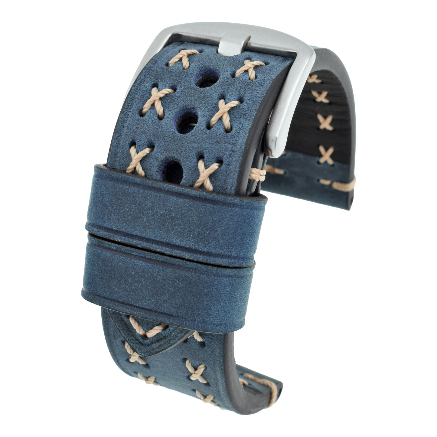 Heavy Cross Stitch Leather Watch Strap
