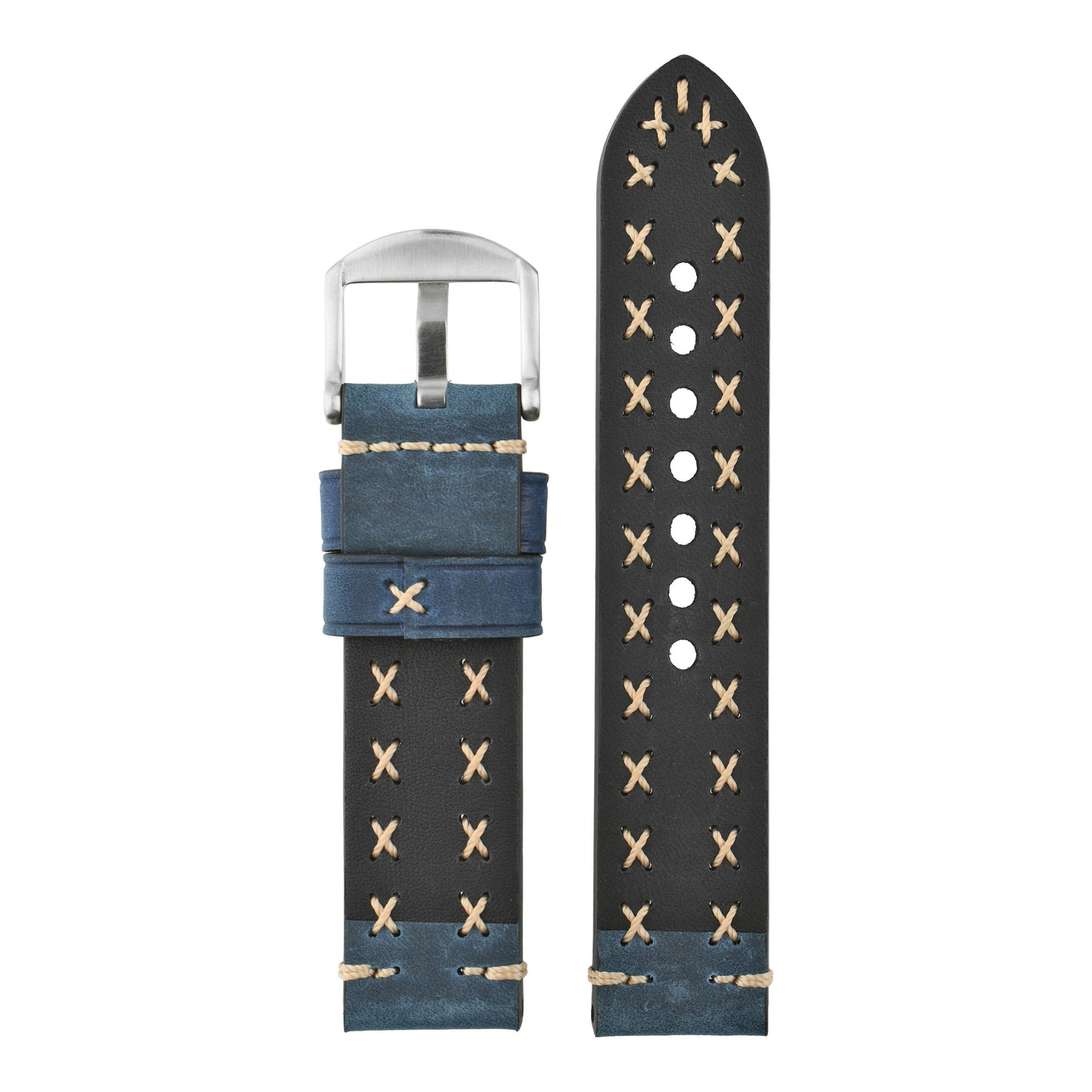 Heavy Cross Stitch Leather Watch Strap