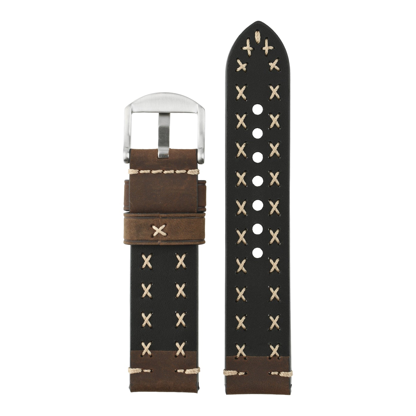 Heavy Cross Stitch Leather Watch Strap