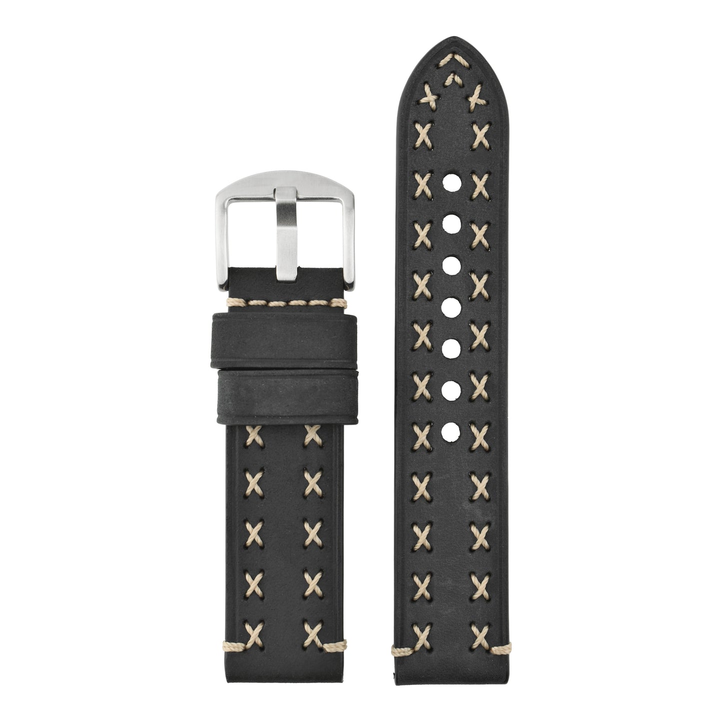 Heavy Cross Stitch Leather Watch Strap