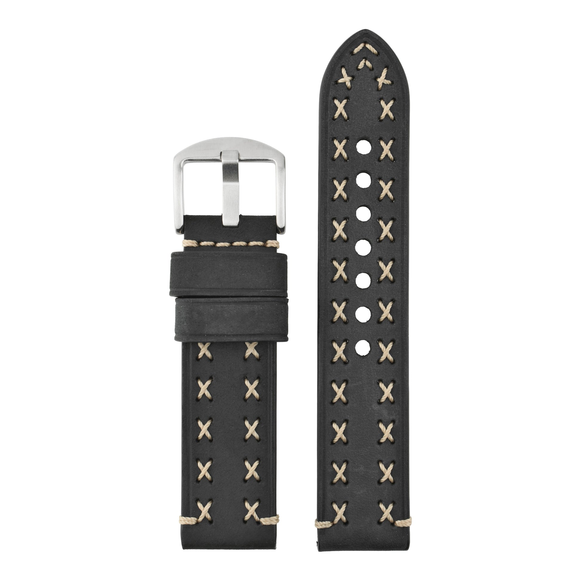 Heavy Cross Stitch Leather Watch Strap