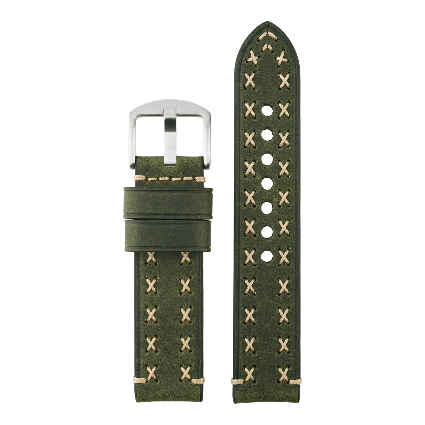 Heavy Cross Stitch Leather Watch Strap