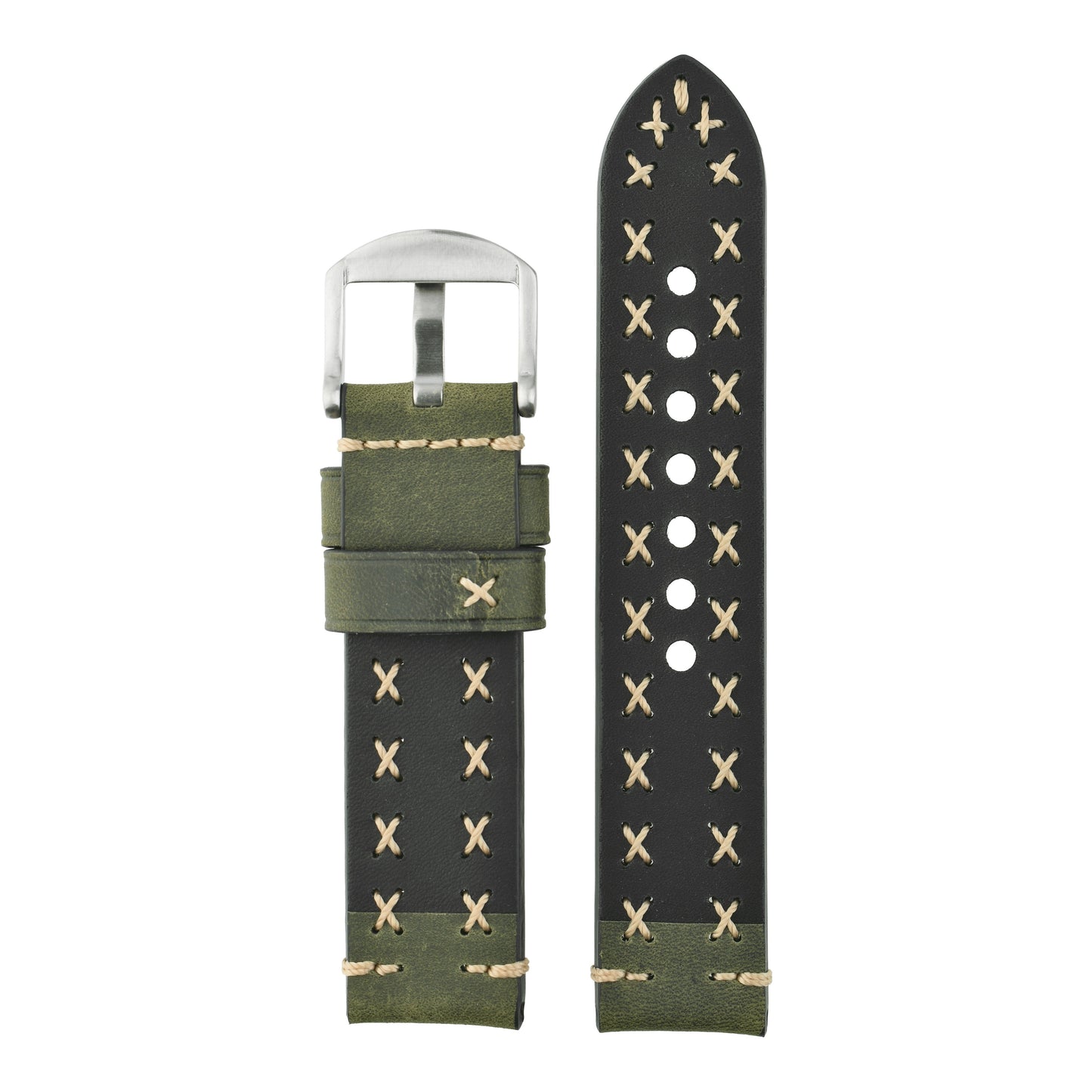 Heavy Cross Stitch Leather Watch Strap