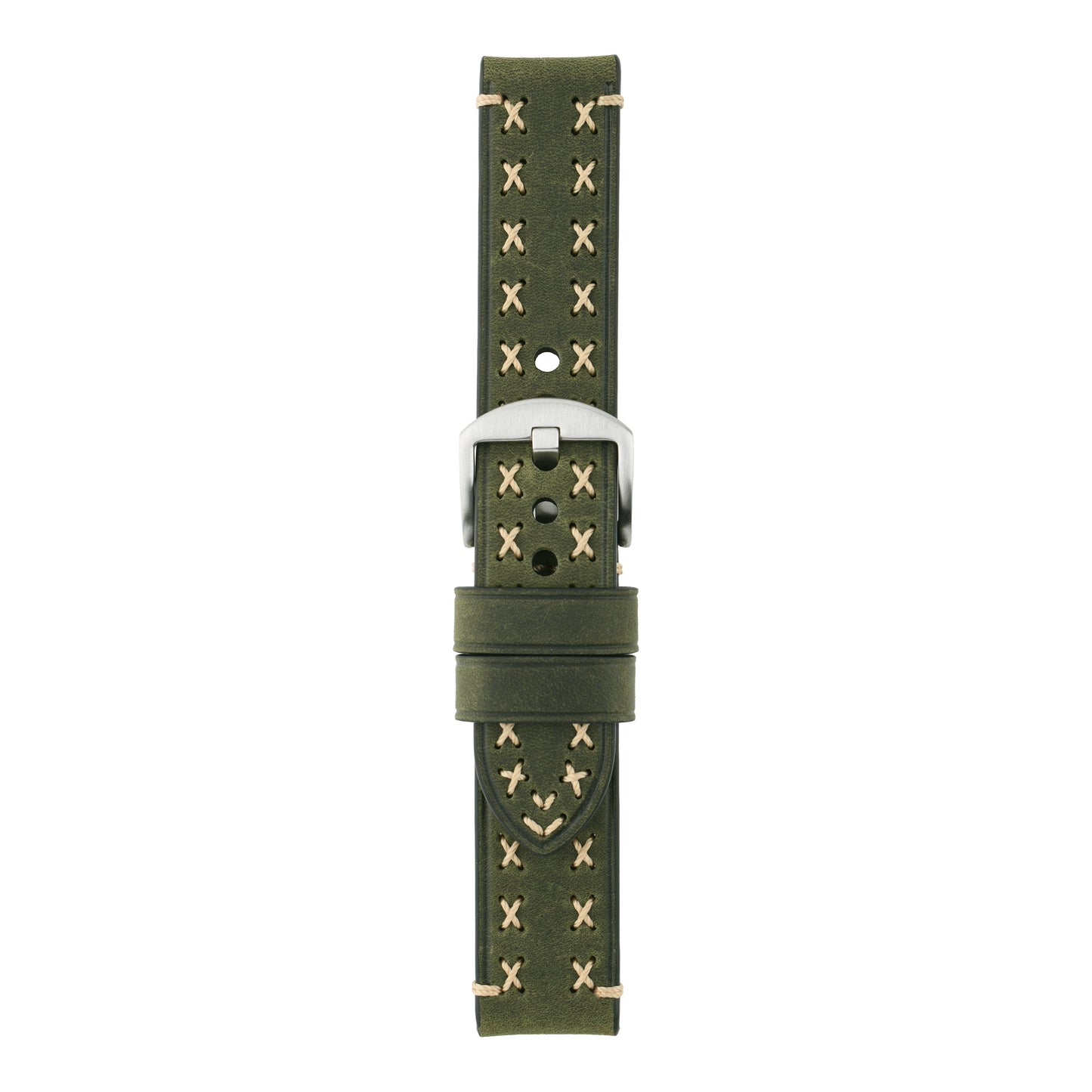 Heavy Cross Stitch Leather Watch Strap