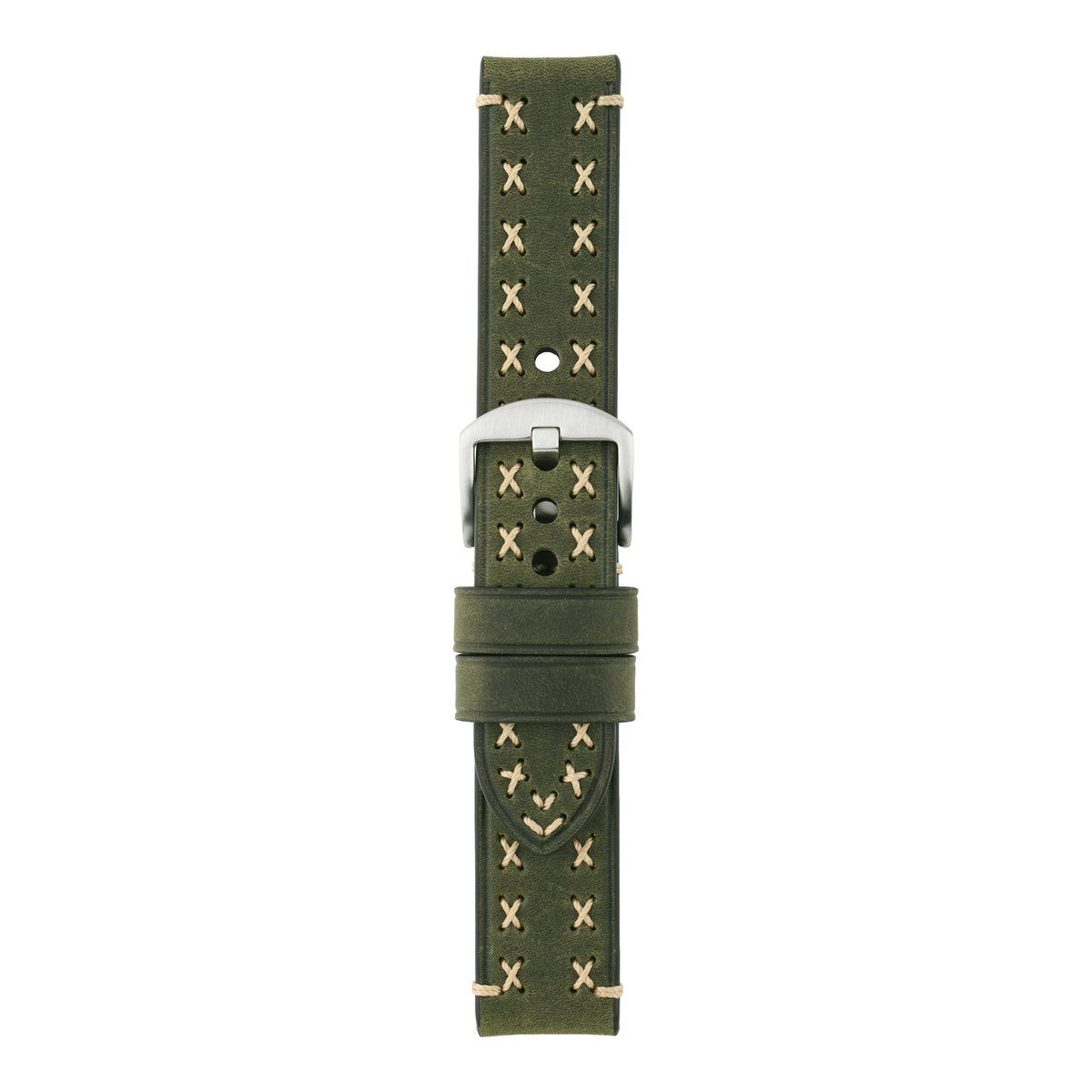 Heavy Cross Stitch Leather Watch Strap