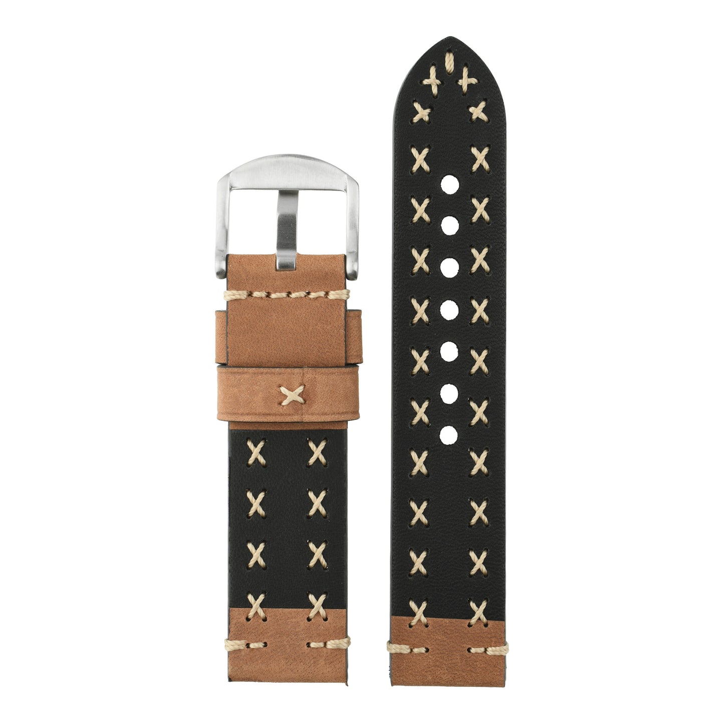 Heavy Cross Stitch Leather Watch Strap
