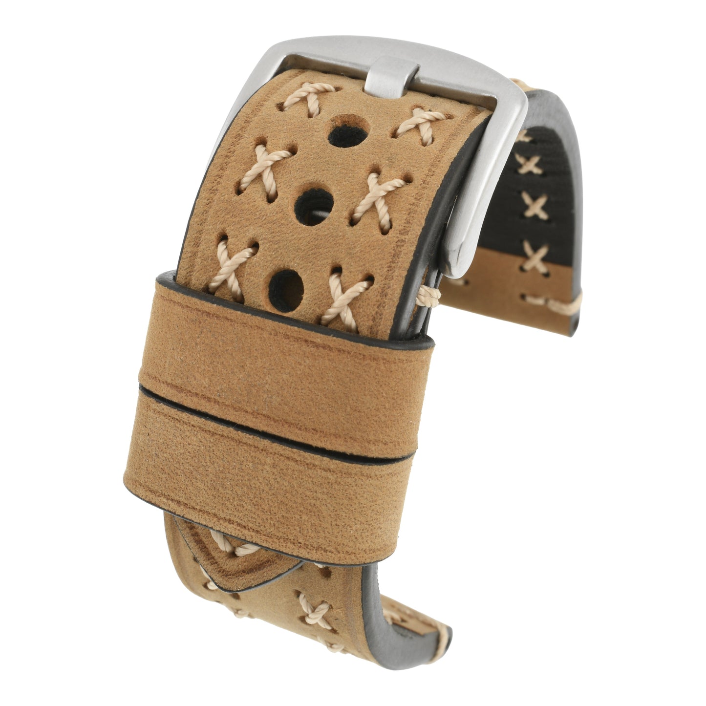 Heavy Cross Stitch Leather Watch Strap