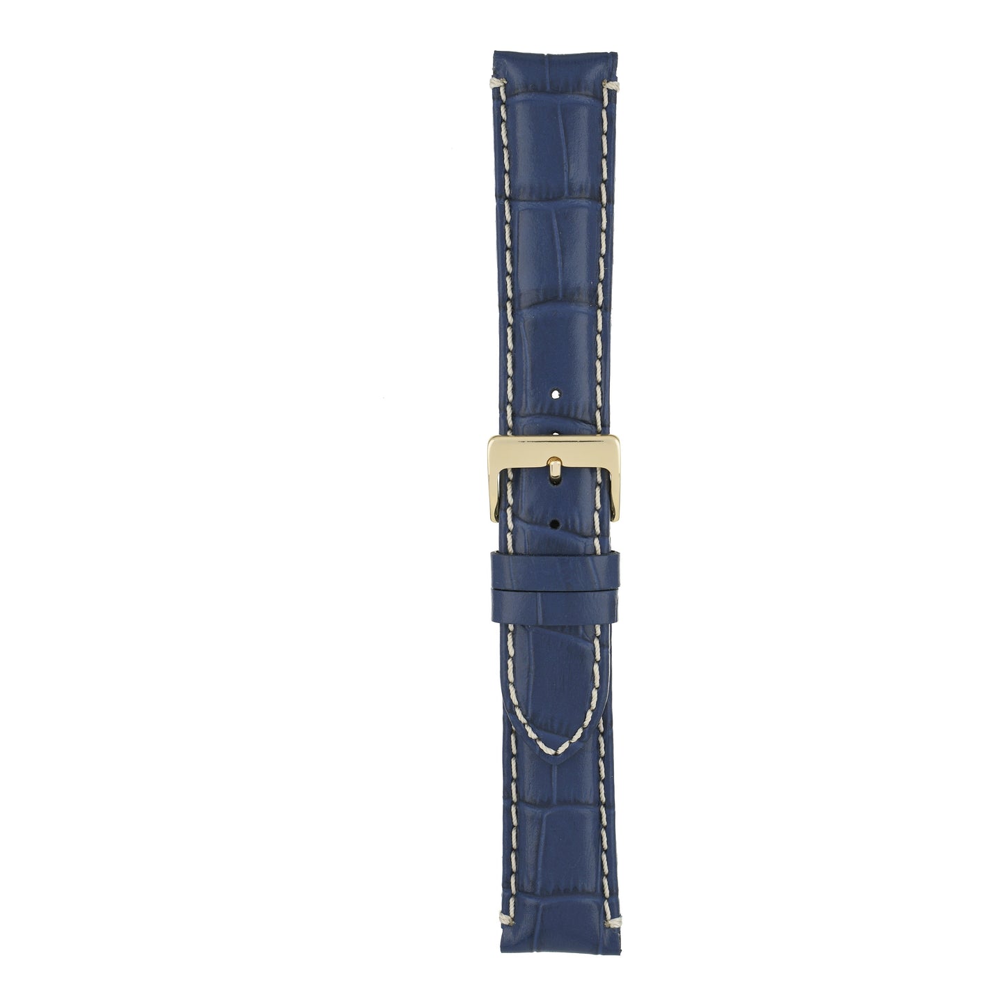 Heavy Stitch Crocodile Grain Leather Watch Strap