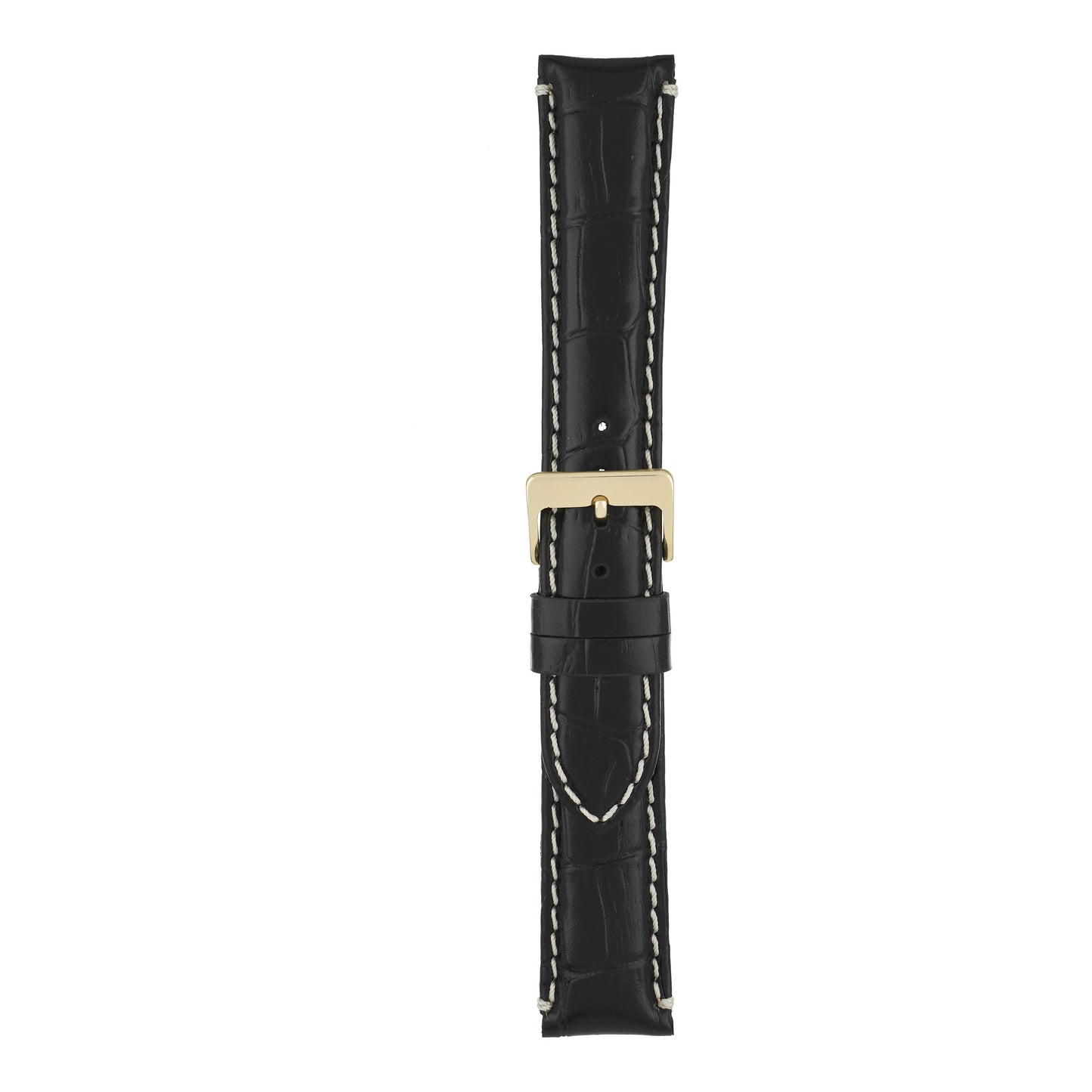 Heavy Stitch Crocodile Grain Leather Watch Strap