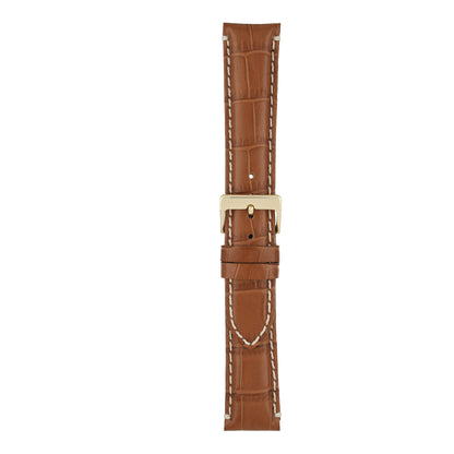 Heavy Stitch Crocodile Grain Leather Watch Strap