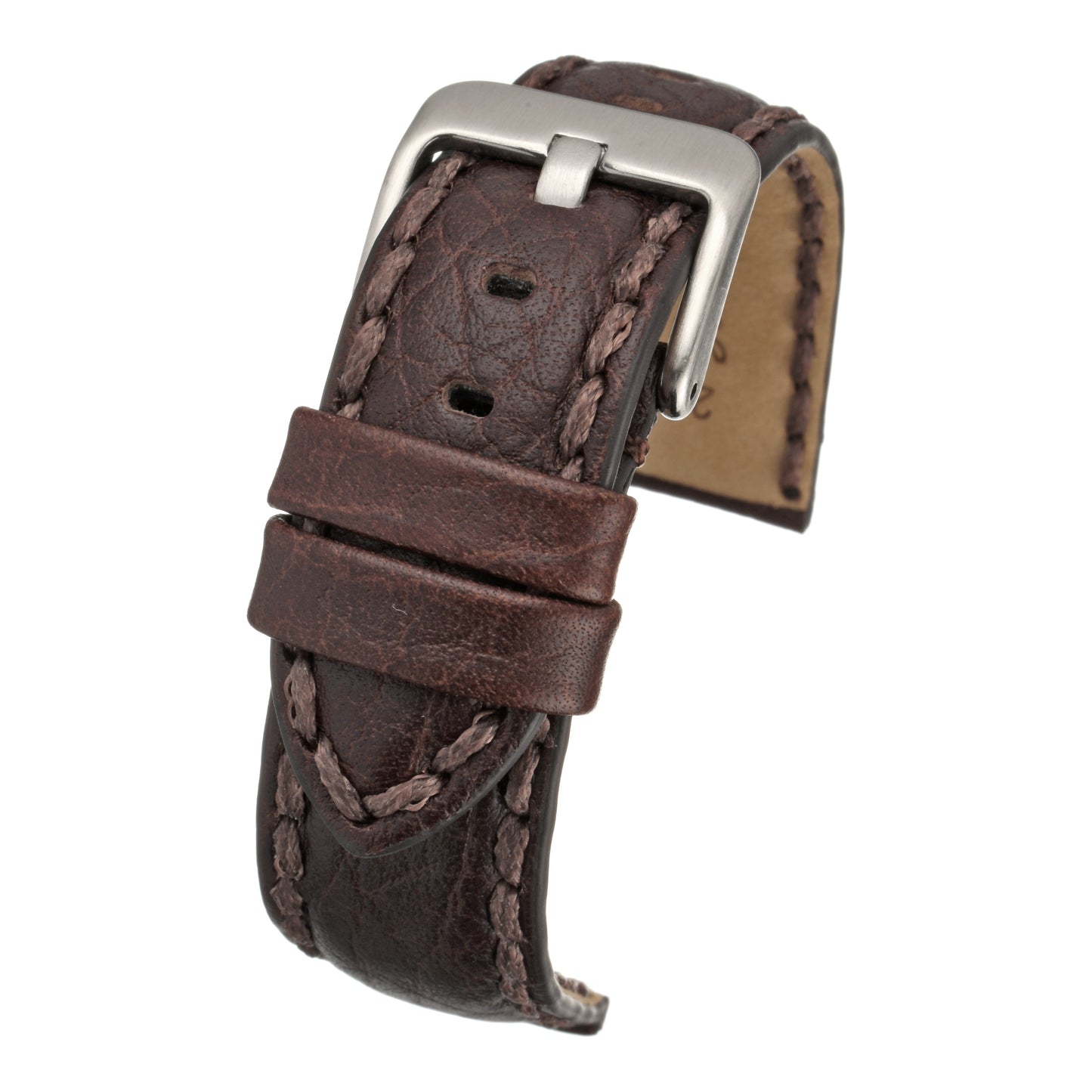 Heavy Stitch Padded Leather Watch Strap