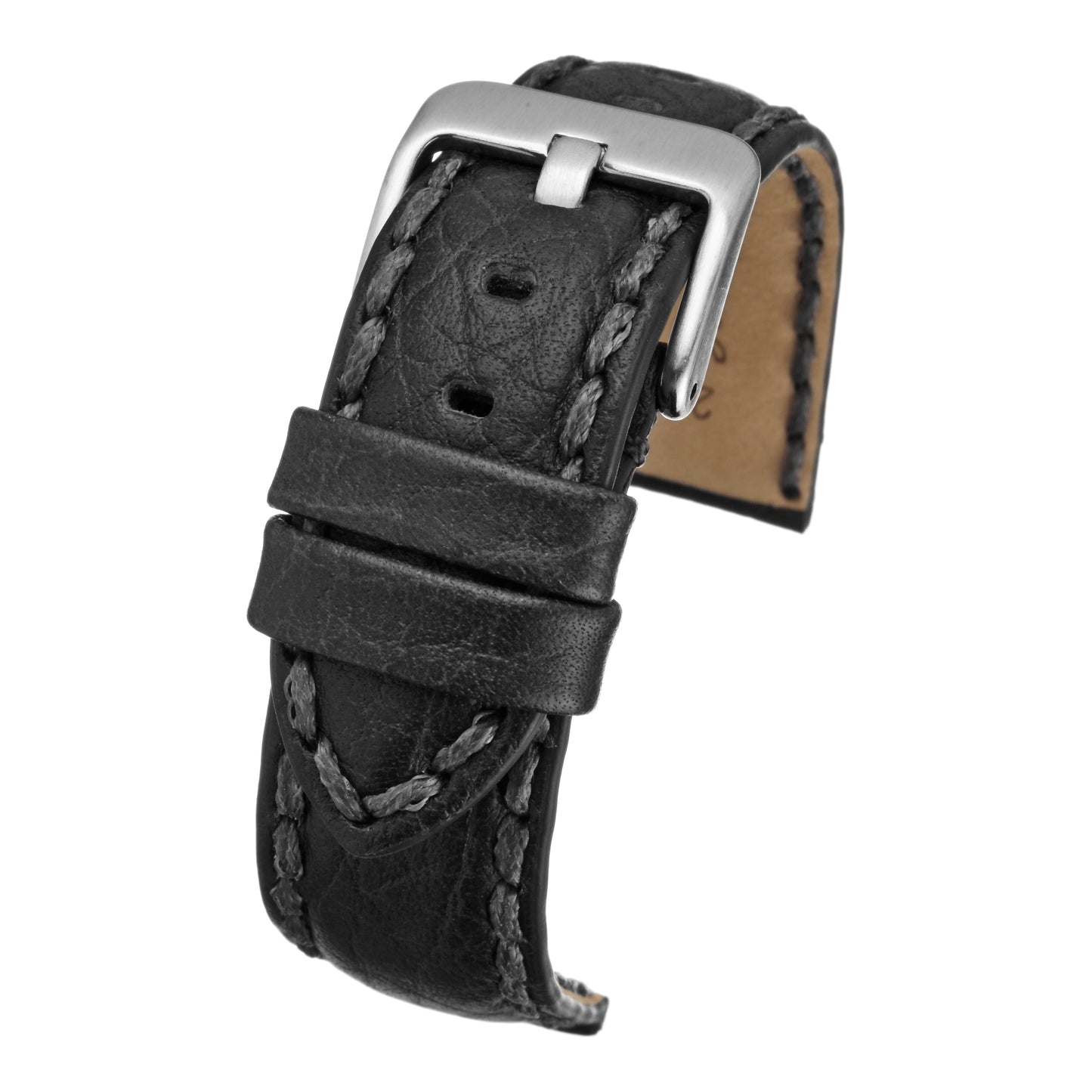 Heavy Stitch Padded Leather Watch Strap