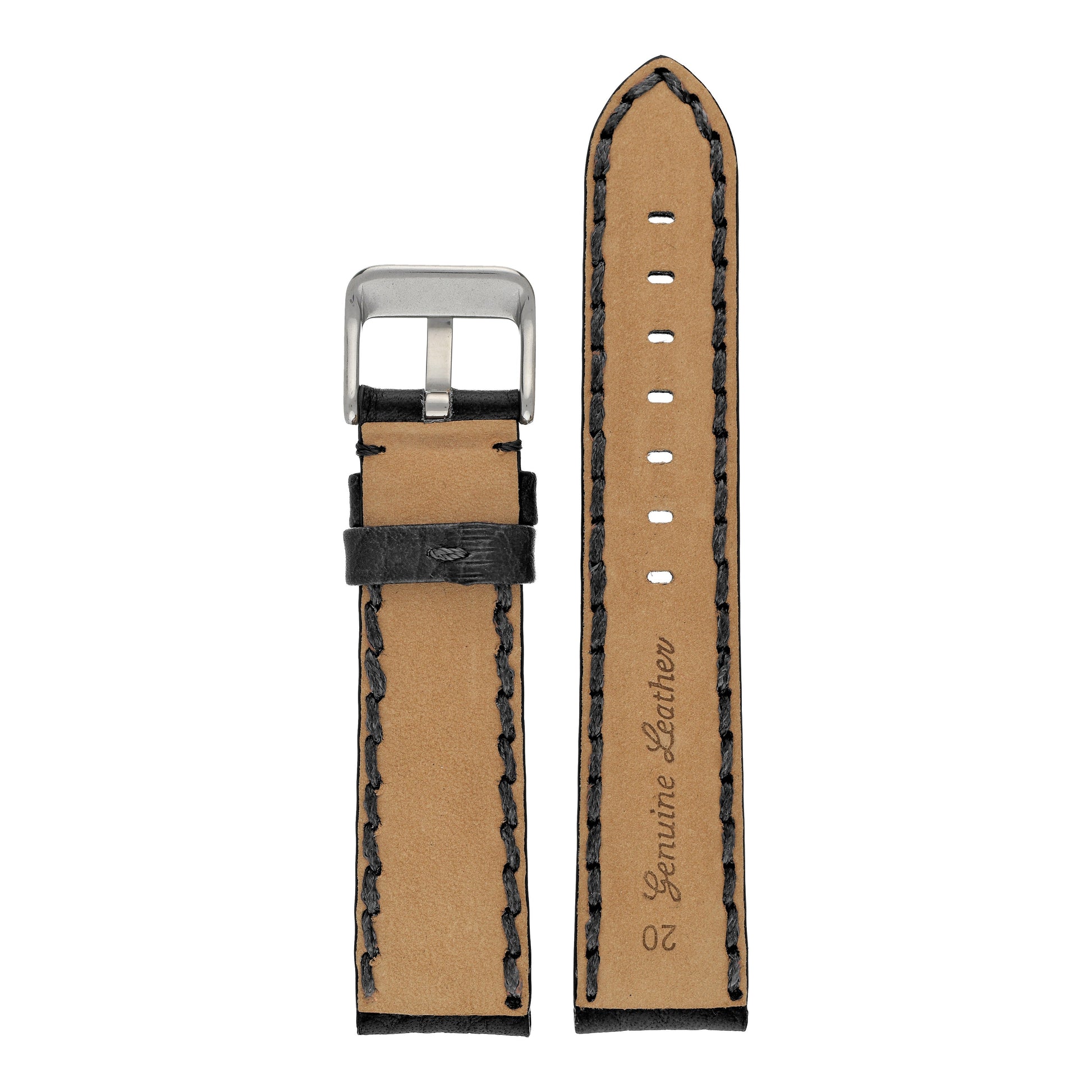 Heavy Stitch Padded Leather Watch Strap