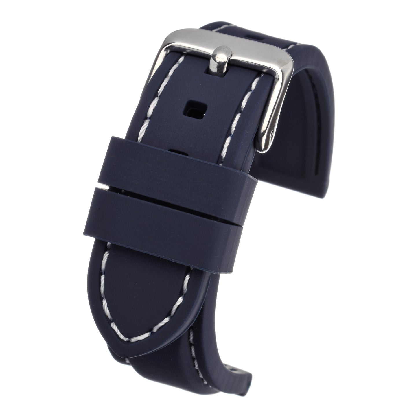 Silicone Stitched Leather Watch Strap