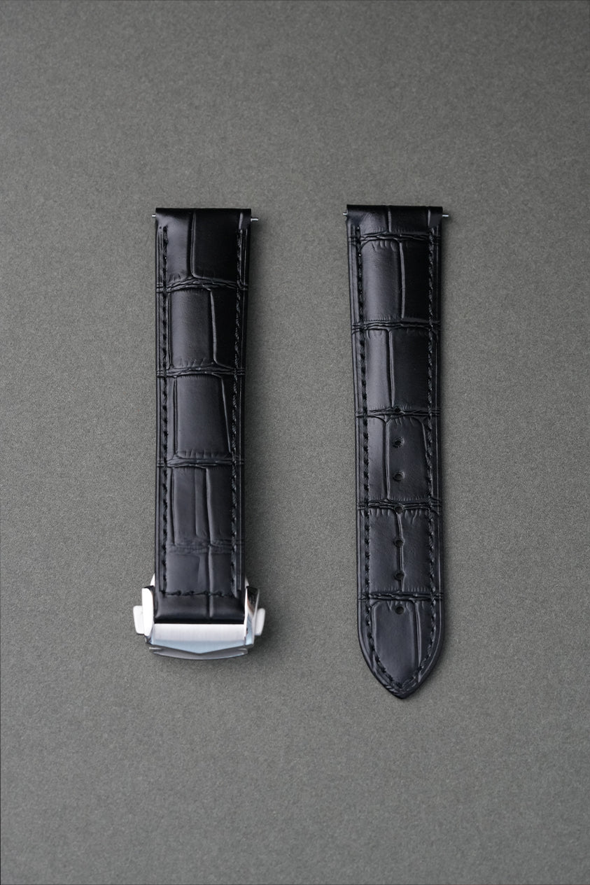 Tudor Black Bay Embossed Alligator Leather Strap with Deployant Clasp