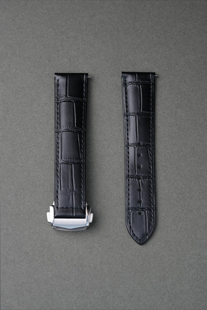Embossed Alligator Deployant Leather Watch Strap – 19mm - 22mm