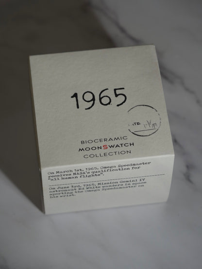 MoonSwatch 1965 in official Swatch presentation box