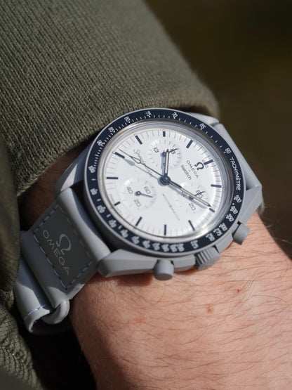 MoonSwatch 1965 on wrist — 42mm case