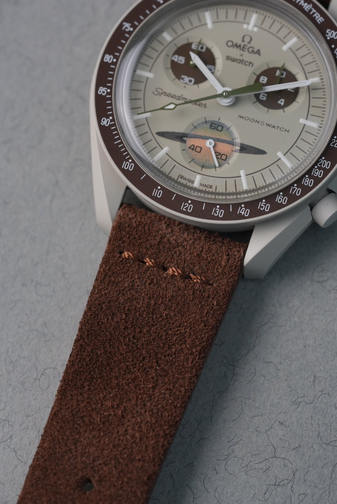 MoonSwatch Saturn Suede Strap | Brown | 20mm | MGB Watches – MGB
