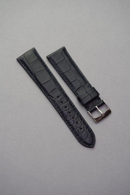 Navy alligator leather watch strap replacement fla strap replacement for Omega Seamaster