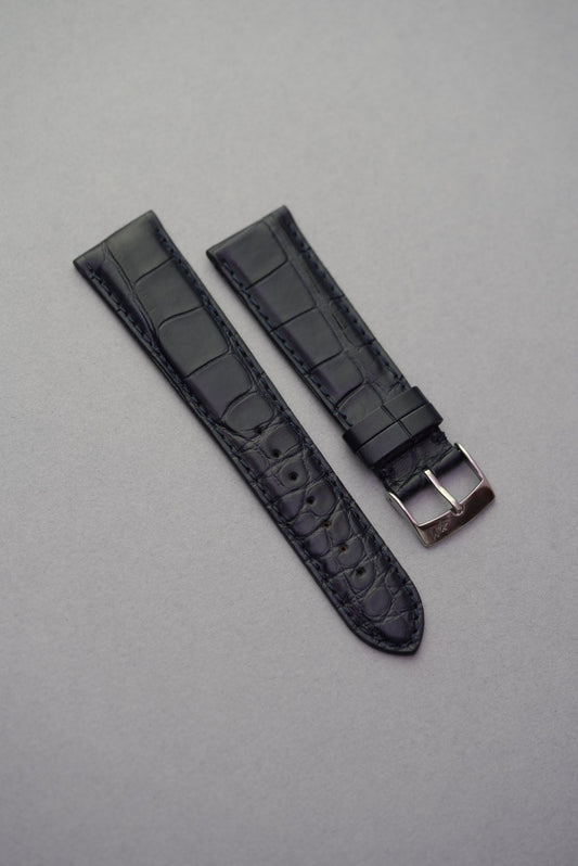 Navy alligator leather watch strap replacement fla strap replacement for Omega Seamaster