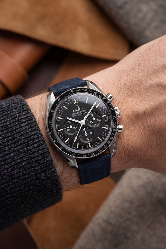 Recycled Gabardine Fabric Watch Strap for Omega Speedmaster
