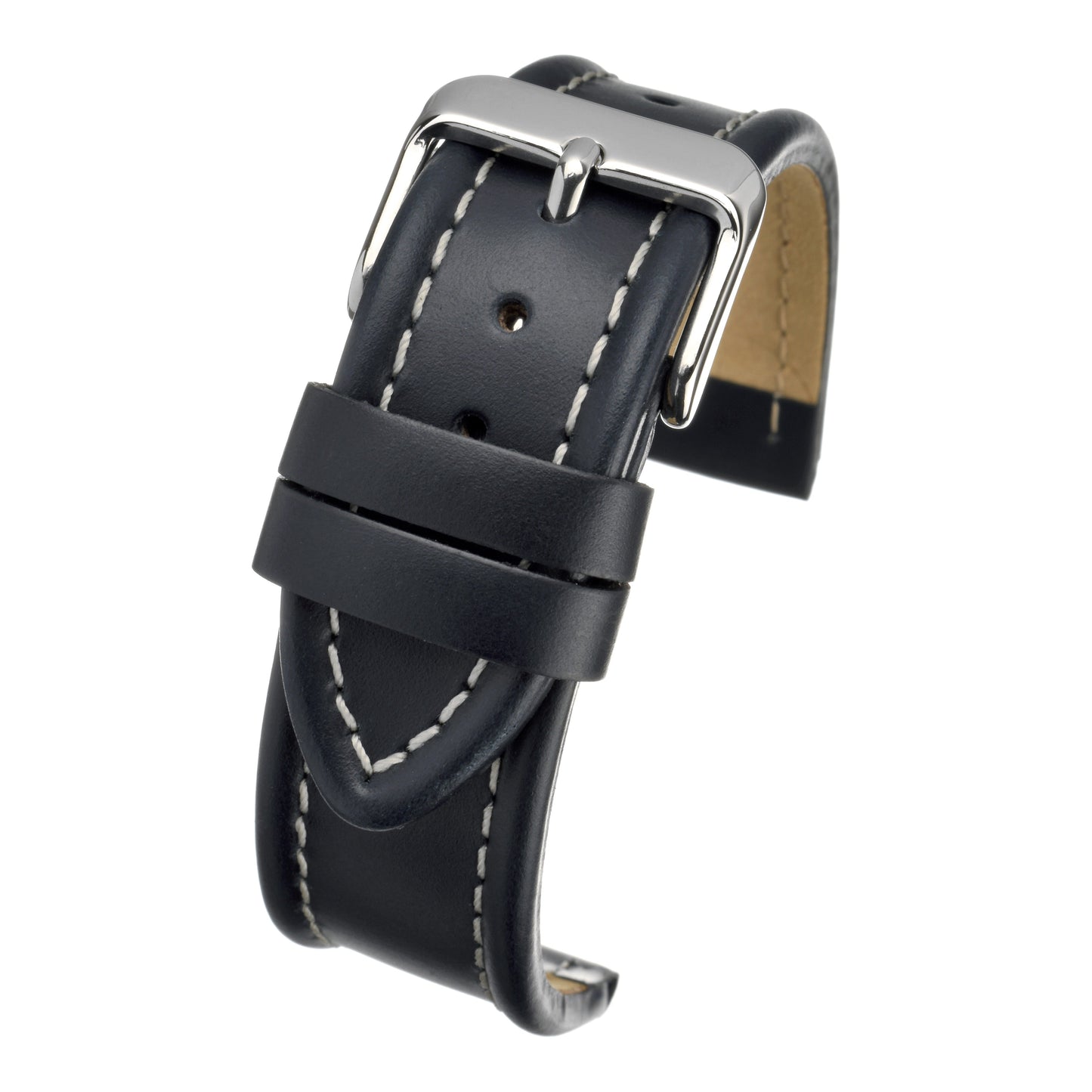 Oil Leather White Stitch Watch Strap